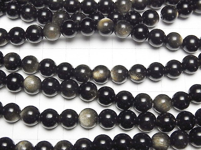 [Video]Golden Obsidian AAA Round 8mm 1strand beads (aprx.15inch/36cm)