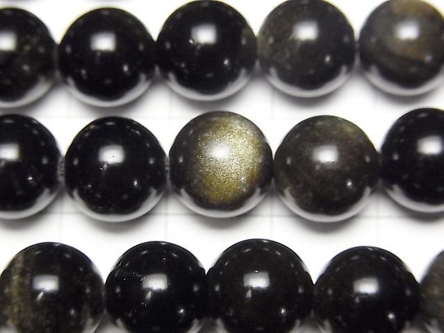 [Video] Golden Obsidian AAA Round 10mm 1-strand beads (approx. 15 inches/36 cm)