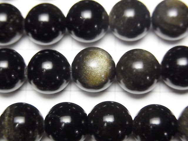 [Video]Golden Obsidian AAA Round 10mm 1strand beads (aprx.15inch/36cm)