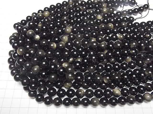 [Video] Golden Obsidian AAA Round 10mm 1-strand beads (approx. 15 inches/36 cm)