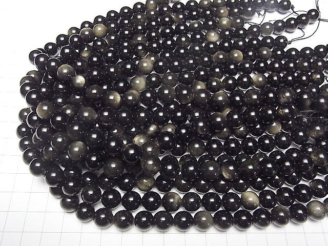 [Video]Golden Obsidian AAA Round 10mm 1strand beads (aprx.15inch/36cm)