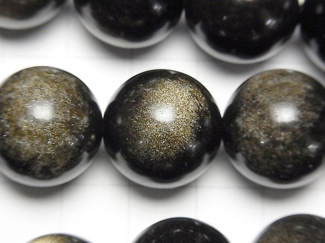 [Video] Golden Obsidian AAA Round 18mm half or 1strand beads (aprx.15inch/36cm)
