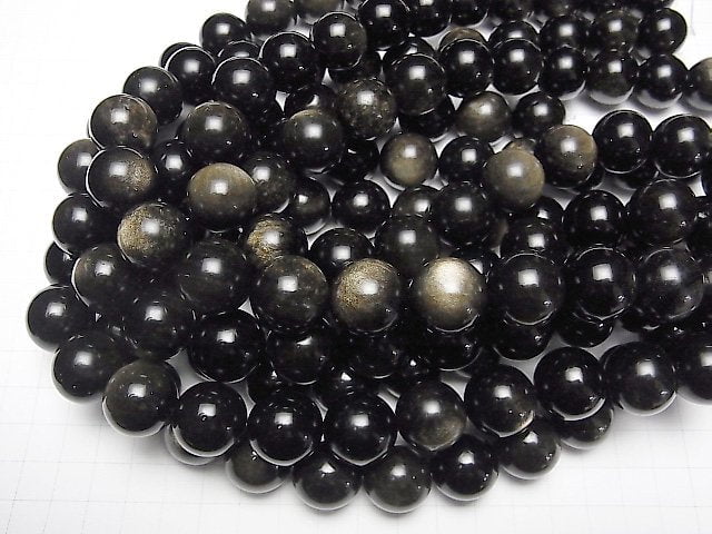 [Video] Golden Obsidian AAA Round 18mm half or 1strand beads (aprx.15inch/36cm)
