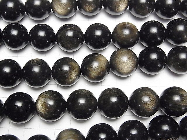 [Video] Golden Obsidian AAA- Round 20mm half or 1strand beads (aprx.15inch/36cm)