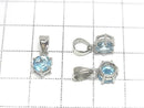 [Video] High Quality Swiss Blue Topaz AAA Round Faceted 7x6mm Pendant Silver925