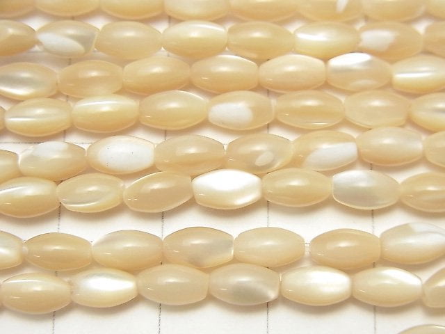 [Video] Mother of Pearl MOP Rice 6x3.5x3.5 Beige 1strand beads (aprx.15inch / 38cm)