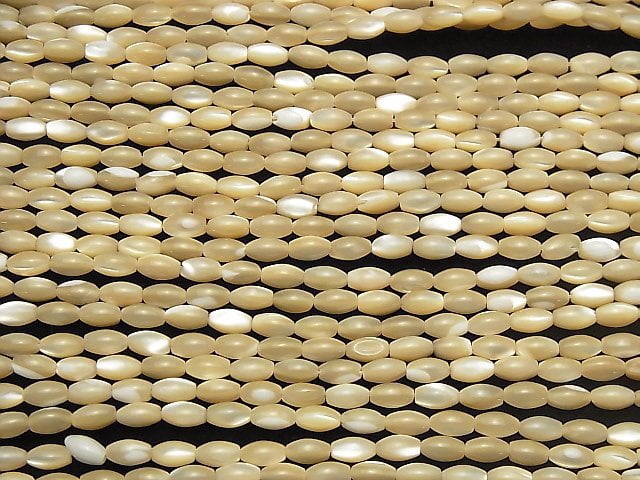[Video] Mother of Pearl MOP Rice 6x3.5x3.5 Beige 1strand beads (aprx.15inch / 38cm)