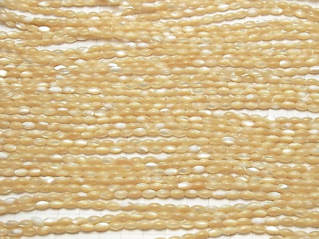 [Video] Mother of Pearl MOP Rice 6x3.5x3.5 Beige 1strand beads (aprx.15inch / 38cm)