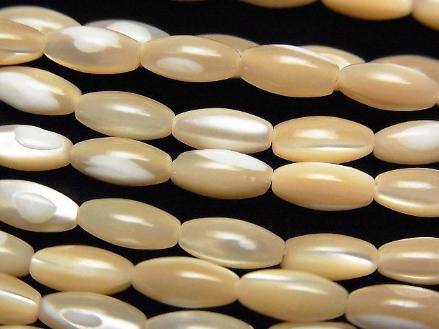 [Video] Mother of Pearl MOP Beige Rice 8x4x4mm 1-strand beads (approx. 15inch/38cm)