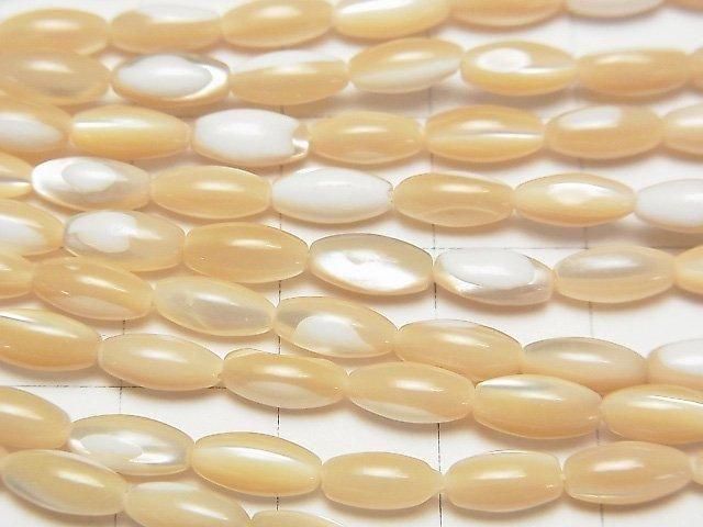 [Video] Mother of Pearl MOP Beige Rice 8x4x4mm 1-strand beads (approx. 15inch/38cm)