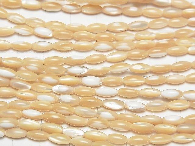 [Video] Mother of Pearl MOP Beige Rice 8x4x4mm 1-strand beads (approx. 15inch/38cm)