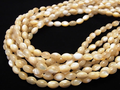 Mother of Pearl MOP Beige Rice 10x6x6mm 1strand beads (aprx.15inch/38cm)