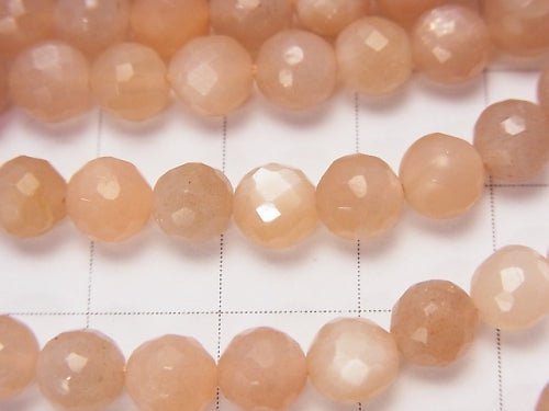 [Video] Orange Moonstone AAA Faceted Round 6 mm half or 1 strand beads (aprx. 13 inch / 32 cm)