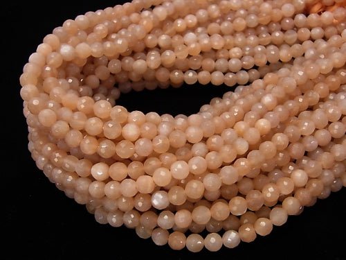 [Video] Orange Moonstone AAA Faceted Round 6 mm half or 1 strand beads (aprx. 13 inch / 32 cm)