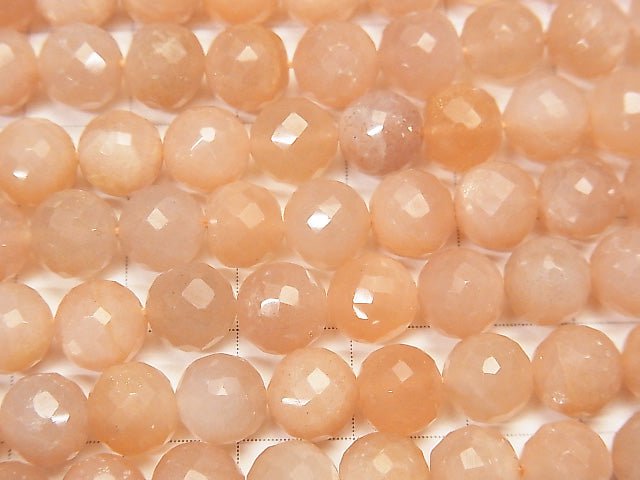 Orange Moonstone AAA Faceted Round 7 mm half or 1 strand beads (aprx. 13 inch / 32 cm)