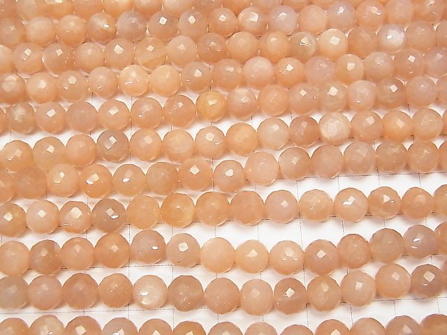 Orange Moonstone AAA Faceted Round 7 mm half or 1 strand beads (aprx. 13 inch / 32 cm)