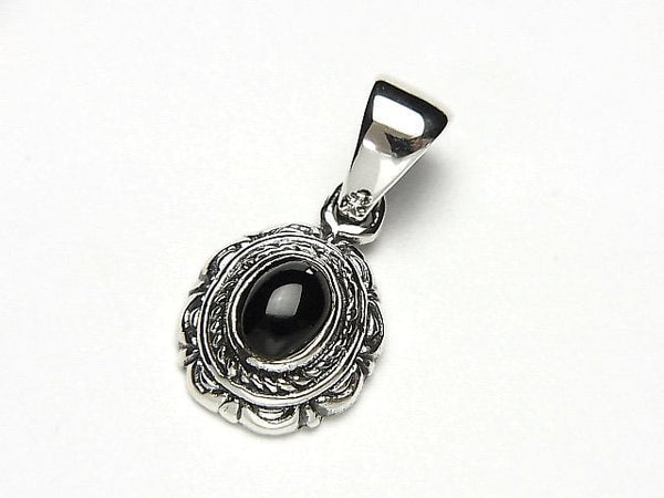 Onyx  Oval Pendant 13x12x5mm Silver925  1pc