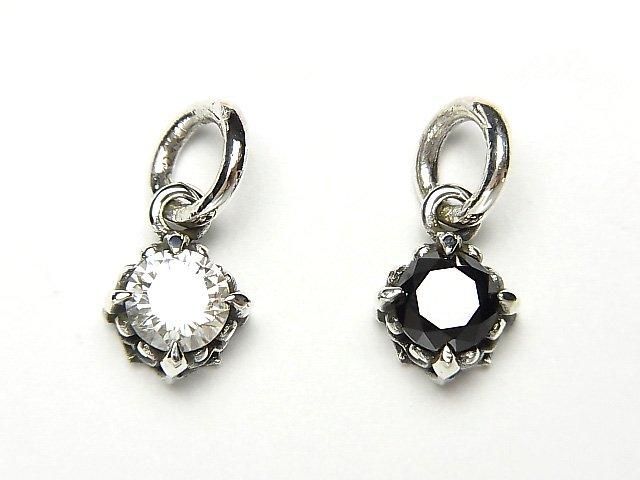 Silver 925 charm with cubic zirconia, 8x8x5mm, 1pc