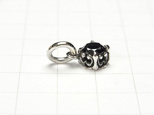 Silver 925 charm with cubic zirconia, 8x8x5mm, 1pc
