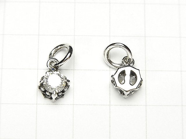 Silver925 charm with Cubic Zirconia 8x8x5mm 1pc