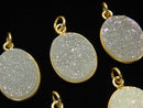 Druzy Quartz Bezel Setting Oval 16 x 13 mm AB Coating 18 KGP 1 pc $7.99!