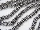 Copper Rondelle 7x7x4mm Silver Oxidized Finish half or 1strand beads (aprx.7inch / 18cm)