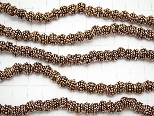 Copper  Roundel 8x8x6mm Oxidized Finish  half or 1strand beads (aprx.7inch/18cm)