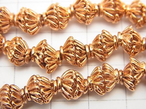 Copper Bead cap 7 x 7 x 4 mm half or 1 strand beads (aprx.7 inch / 18 cm)