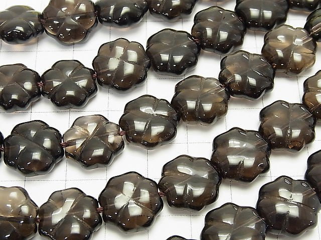 Smoky Quartz AAA Clover 14x14x5mm  1/4 or 1strand beads (aprx.15inch/38cm)