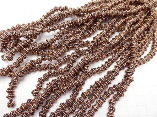 Copper  Roundel 7x7x6mm Oxidized Finish  half or 1strand beads (aprx.7inch/18cm)