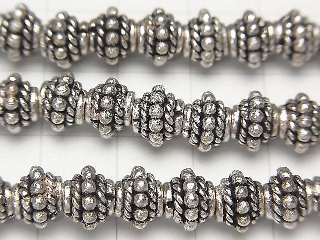 Copper Rondelle 7x7x6mm Silver Coating Oxidized Finish half or 1strand beads (aprx.7inch / 18cm)
