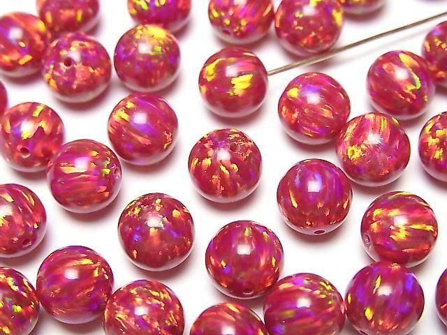 京都蛋白石半孔圓珠 8mm [紅色] 1顆