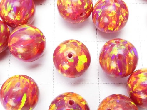 [Video] Kyoto Opal Round 8 mm [Red] Half Drilled Hole 1pc