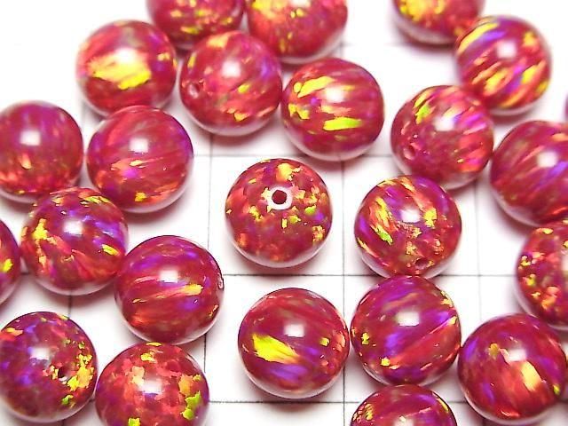 京都蛋白石半孔圓珠 8mm [紅色] 1顆