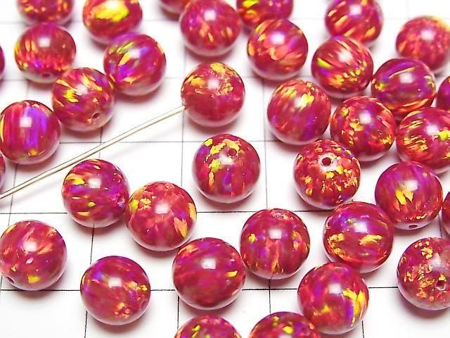 京都蛋白石半孔圓珠 8mm [紅色] 1顆