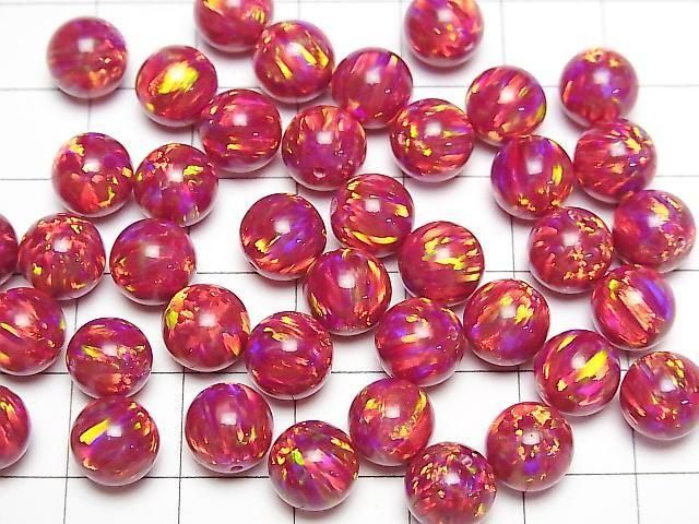 京都蛋白石半孔圓珠 8mm [紅色] 1顆