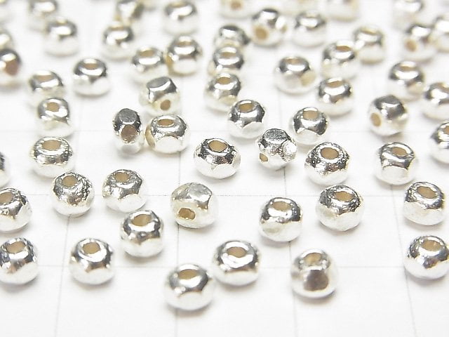 Karen Silver Faceted Button Roundel 3.5x3.5x3mm White Silver 5pcs