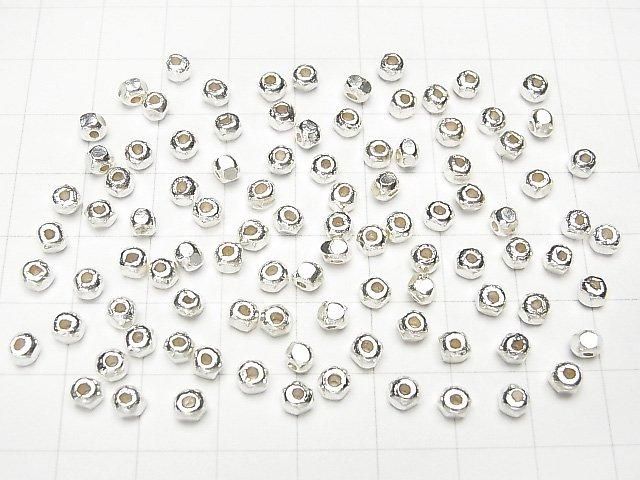 Karen Silver Faceted Button Rondelle 3.5x3.5x3mm White Silver 5pcs