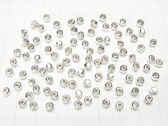 Karen Silver Faceted Button Roundel 3.5x3.5x3mm White Silver 5pcs