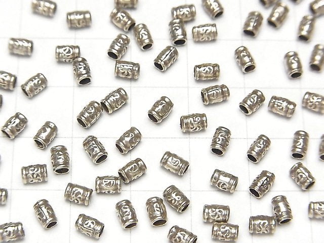 Karen Silver Patterned Roundel 4x3x3mm 10pcs