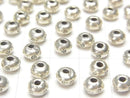Karen Silver Flower Pattern Rondelle 5.5x5.5x4mm 2pcs