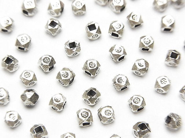 Karen Silver Flower Pattern Cube Shape 3x3x3mm 10pcs