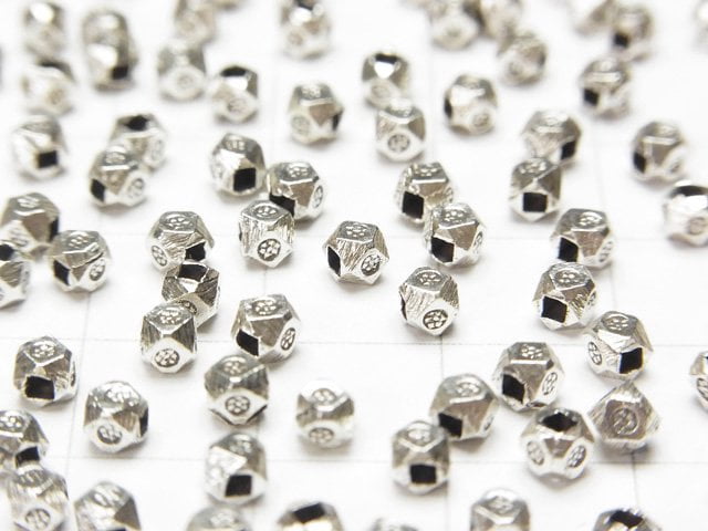 Karen Silver Flower Pattern Cube Shape 3x3x3mm 10pcs