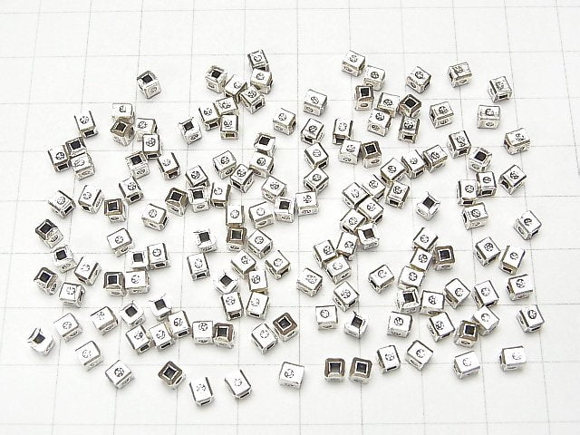 Karen Silver Flower Patterned Square Roundel 3x3x3mm 5pcs