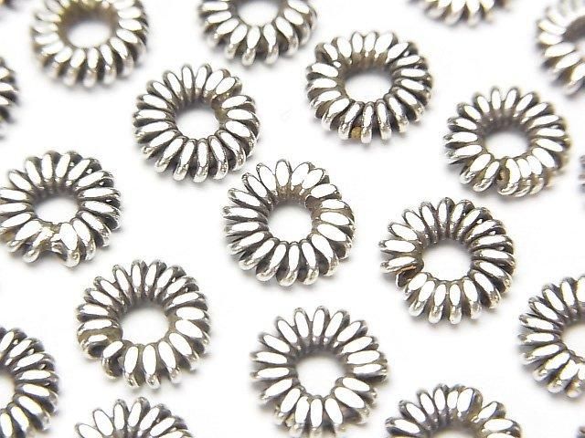 Karen Silver Rondelle 8x8x2mm Twisted Pattern 4pcs