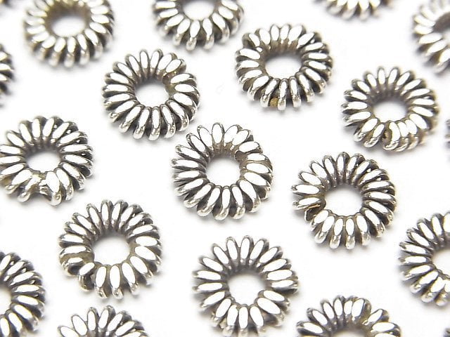 Karen Silver Roundel 8x8x2mm Twisted Pattern 4pcs