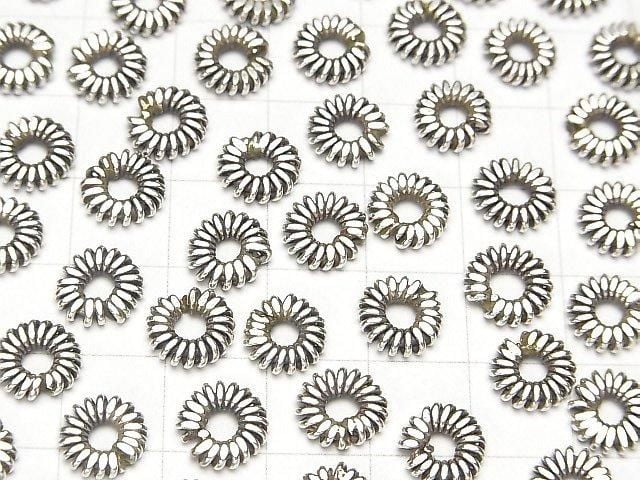 Karen Silver Rondelle 8x8x2mm Twisted Pattern 4pcs
