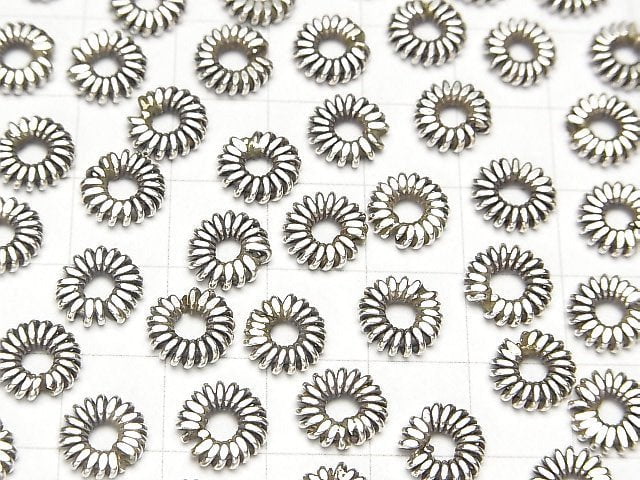 Karen Silver Roundel 8x8x2mm Twisted Pattern 4pcs