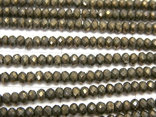 High Quality Pyrite AAA Faceted Button Rondelle 2.5x2.5x1.5mm 1strand beads (aprx.12inch/30cm)