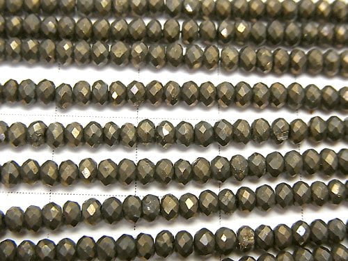 High Quality Pyrite AAA Faceted Button Roundel 2.5x2.5x1.5mm 1strand beads (aprx.12inch/30cm)